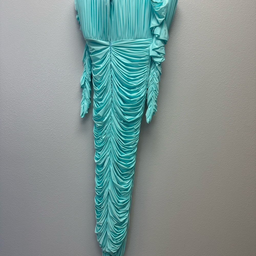 Alex Perry Blue Asymmetrical Ruched Bodycon Dress - Picture 5 of 5